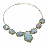 Antique 14K Yellow Gold Victorian Enamel Opal Necklace