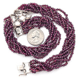 Vintage Judith Jack Sterling Silver Garnet Marcasite Multi-Strand Bead Necklace