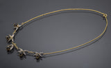 Antique 10K Yellow Gold Black Sapphire & Crystal Necklace Earrings Set