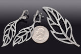 Vintage 18K White Gold 6 TCW Diamond Pendant Brooch & Drop Earrings Set G/H VS