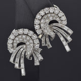 Vintage Platinum 4.87 TCW Diamond Clip on Earrings