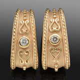 Vintage 14K Yellow Gold Diamond Semi-Hoop Drop Earrings 9.7 Grams 22.7 x 10.4 mm