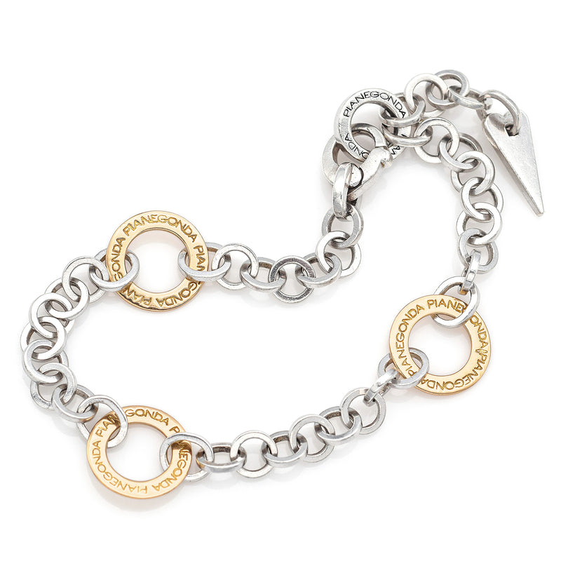 Pianegonda Italy Sterling Silver & 18K Gold Lovesick Anchor Link Bracelet
