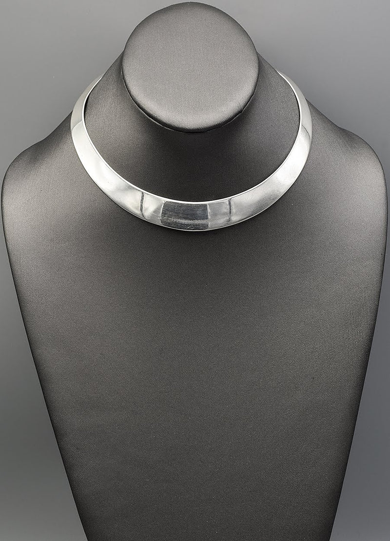 Vintage Sterling Silver Flat Collar Choker Necklace