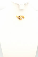 Antique 18K Yellow Gold Red Paste Letter F Brooch Pin 42.5 x 22.0 mm