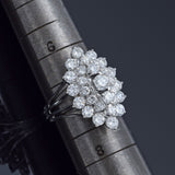 Vintage 14K White Gold 3.24 TCW Diamond Cluster Cocktail Ring 7.7 Grams Sz 6.75