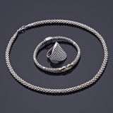 LAGOS Caviar Beaded Sterling Silver & 18K Gold Bracelet, Necklace & Ring Set