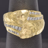 Vintage Platinum & 18K Yellow Gold 0.65 TCW Diamond Hammered Band Ring G/H VS