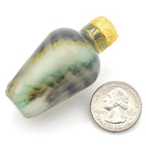 Antique Chinese Green Black Peking Glass & Jade Cap Snuff Bottle 31.3 Grams