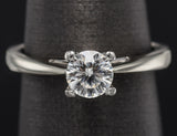 GemEx Certified Platinum & 18K Gold 0.57 Ct Round Brilliant Diamond Ring H SI-2