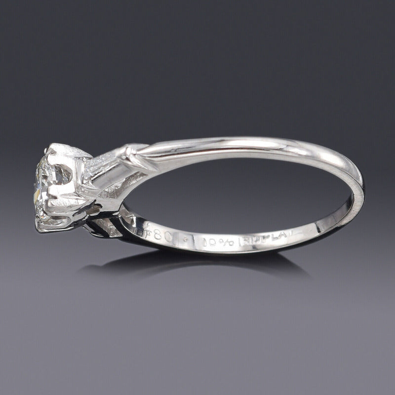 Vintage GIA Certified 0.54Ct Round Brilliant G VVS2 Center Diamond Platinum Ring