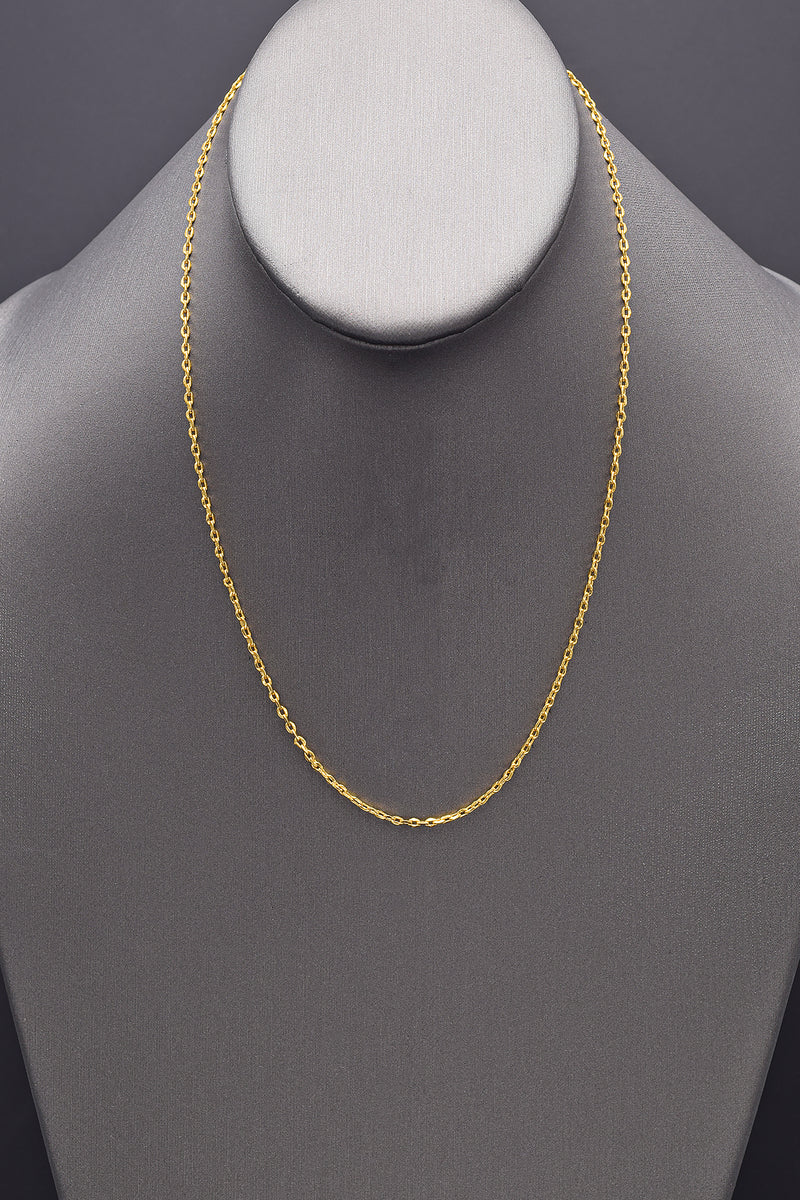 Vintage 24K Yellow Gold Rolo Link Chain Necklace 2 mm 7.4 Grams 18 Inches