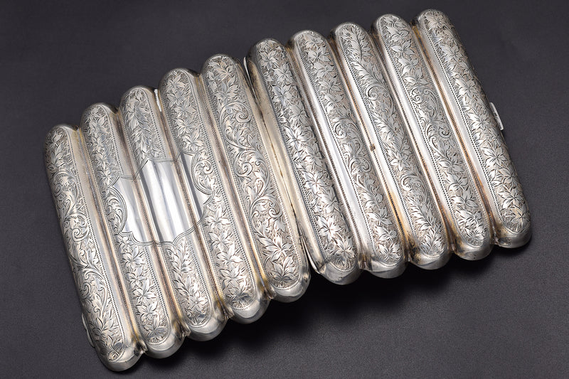 Antique Victorian A.C Birmingham Sterling Silver 5 Tube Cigar Case Holder