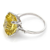 Vintage Platinum 8.02 Carat Citrine & 0.34 TCW Diamond Cocktail Ring