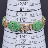 Vintage 14K Yellow Gold Green Jade Floral Carved Oval Link Bracelet 19.8 Grams