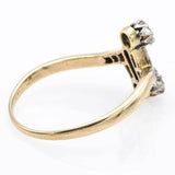 Antique 14K Yellow Gold Euro & Mine Cut Diamond Art Deco Band Ring
