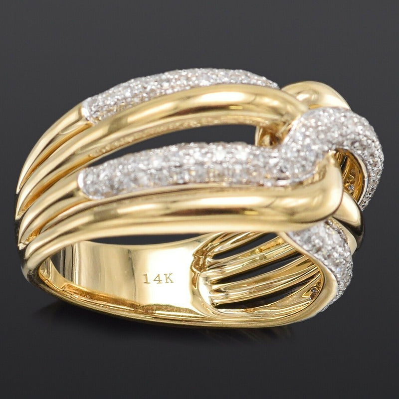 EFFY 14K Yellow Gold 0.73 TCW Diamond Interlocking Band Ring 6.6G G/H VS-SI