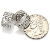 Vintage 14K White Gold Diamond Filigree Hoop Huggie Earrings