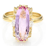 Vintage 18K Yellow Gold Pink Tourmaline & Diamond Cocktail Ring