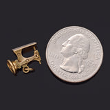 Vintage 14K Yellow Gold Sewing Machine Charm Pendant