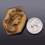 Antique Sterling Silver Cameo Stone Brooch Pin