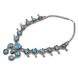 Vintage Sterling Silver Turquoise Southwestern Squash Blossom Necklace