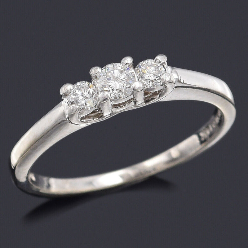 Vintage Magicglo Platinum & 14K Gold 0.23 TCW Diamond Three-Stone Band Ring
