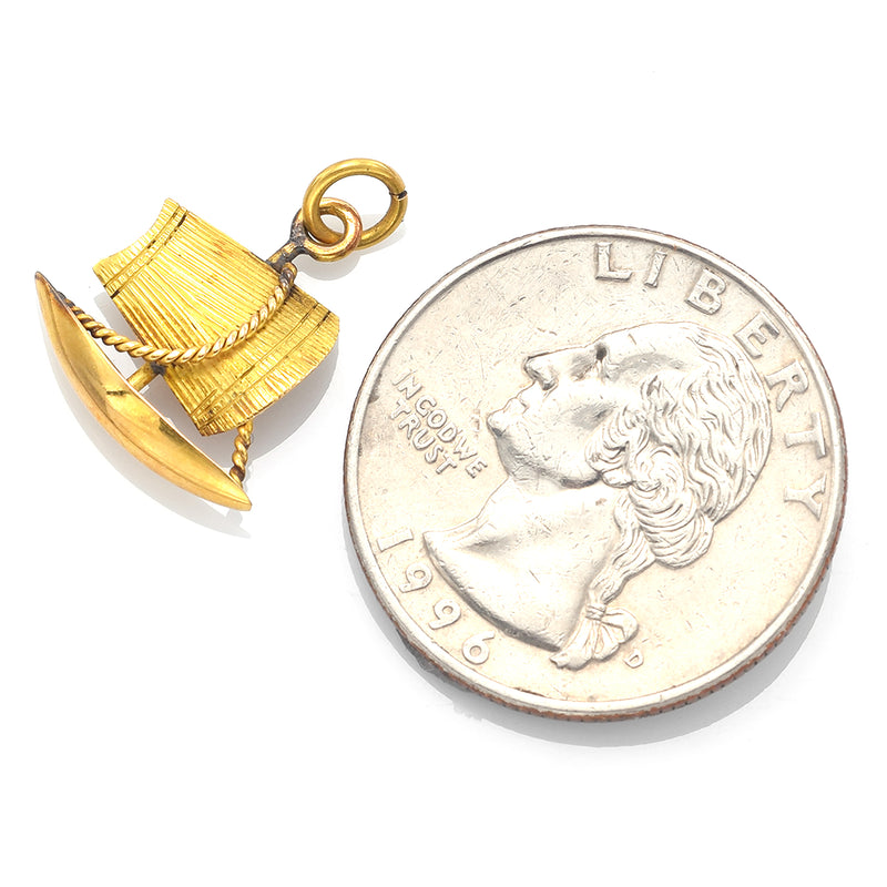 Vintage 14K Yellow Gold Sailboat Charm Pendant