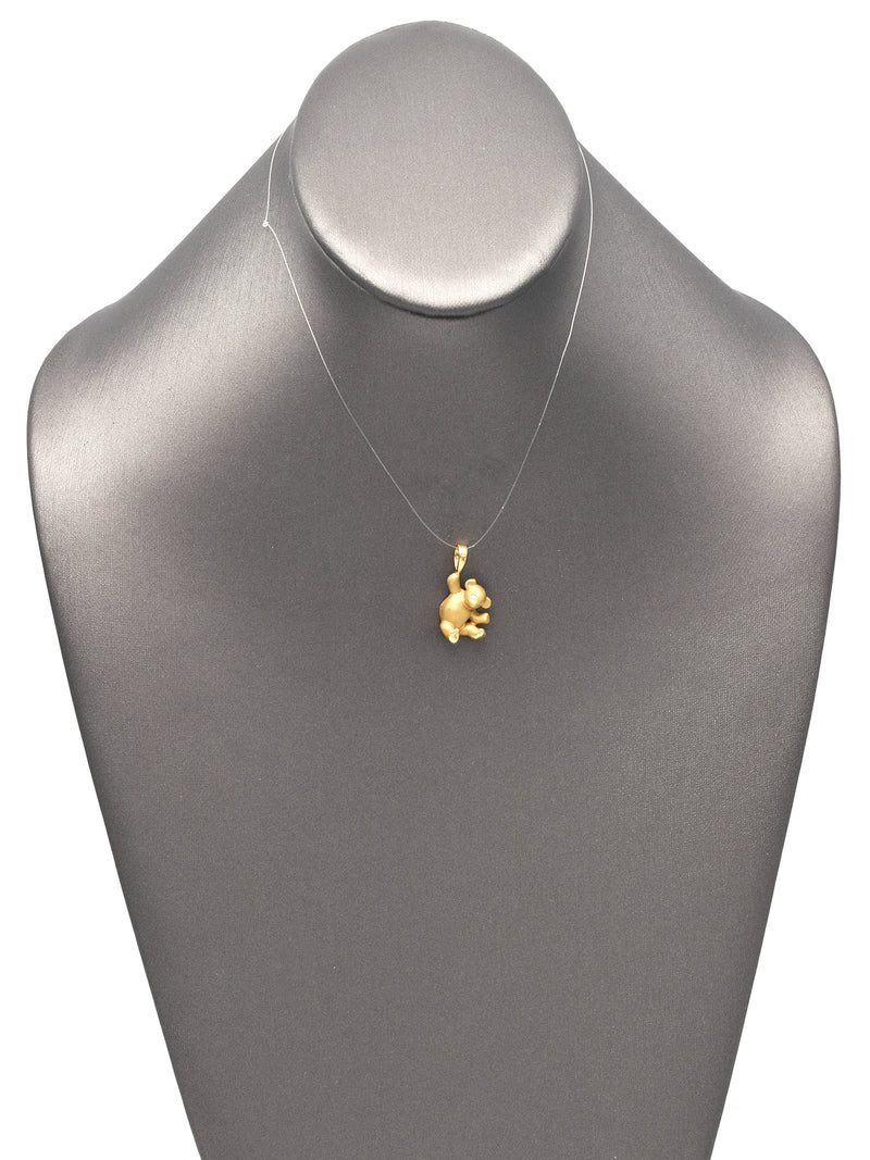 Vintage 14K Yellow Gold Diamond Teddy Bear Charm Pendant