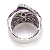Vintage 18K White Gold Ruby & 0.50TCW Diamond Buckle Cluster Cocktail Ring