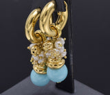 Vintage 18K Gold Turquoise Sea Pearl Drop Dangle Interchangeable Earrings 26.5G