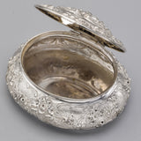 Antique 800 Silver Floral Etched Oval Box Case