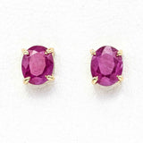 Estate 14K Yellow Gold Ruby Oval Stud Earrings 4.9 x 3.9 mm -New on Card