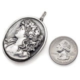 Vintage Henryk Winograd HW 999 Fine Silver Repoussé Woman Grape Vine Pendant