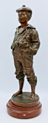 Superb Antique “Whistling Boy” Bronze by V Szczeblewski - Polish 1889