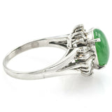 Vintage Platinum Green Jadeite & 1.21 TCW Diamond Ring