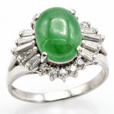 Vintage Platinum Green Jadeite & 1.21 TCW Diamond Ring