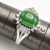 Vintage Platinum Green Jadeite & 1.21 TCW Diamond Ring