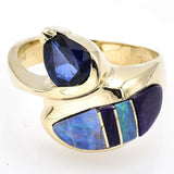 Vintage 14K Yellow Gold Sapphire & Opal Band Ring