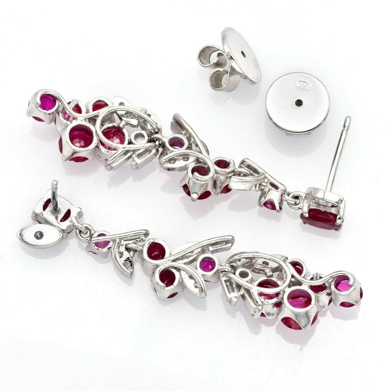 Vintage 18K White Gold 2.04 TCW Ruby & 0.72 TCW H/I SI-1 Diamond Dangle Earrings