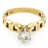 Vintage 14K Yellow Gold Art Deco 0.56 Ct Solitaire Diamond Band Ring