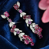 Vintage 18K White Gold 2.04 TCW Ruby & 0.72 TCW H/I SI-1 Diamond Dangle Earrings