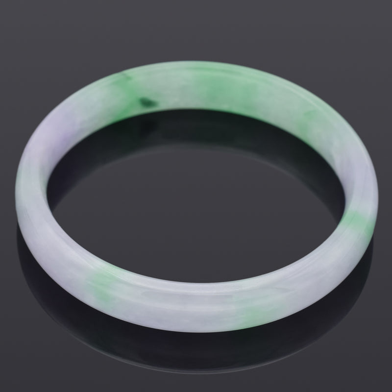 GIA Cert Translucent Variegated Green & Purple Jadeite Jade Bangle Bracelet