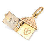 Vintage 18K Yellow & White Gold Openable House Heart Charm Pendant