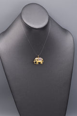 Vintage 18K Yellow Gold Diamond & Ruby Elephant Brooch Pin Pendant