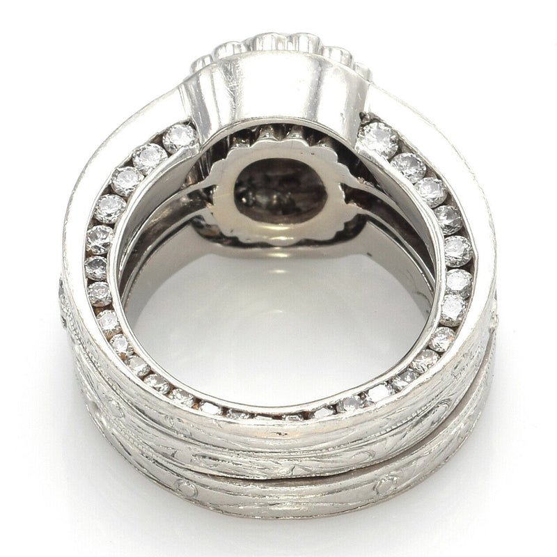 Vintage Platinum 2.69 TCW Diamond Soldered 3 Piece Ring Set 22.2 Grams Size 4