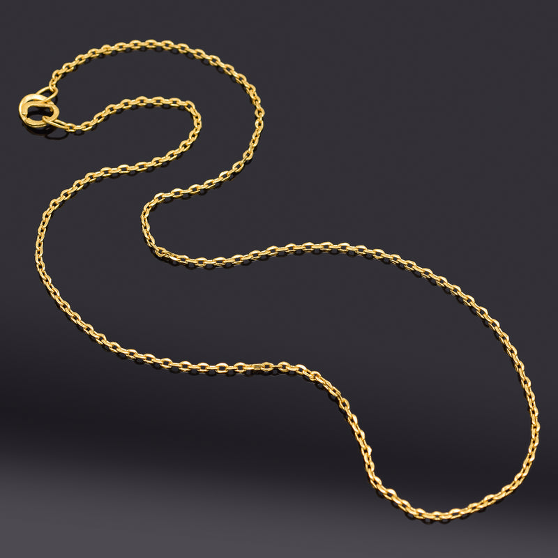 Vintage 24K Yellow Gold Rolo Link Chain Necklace 2 mm 7.4 Grams 18 Inches