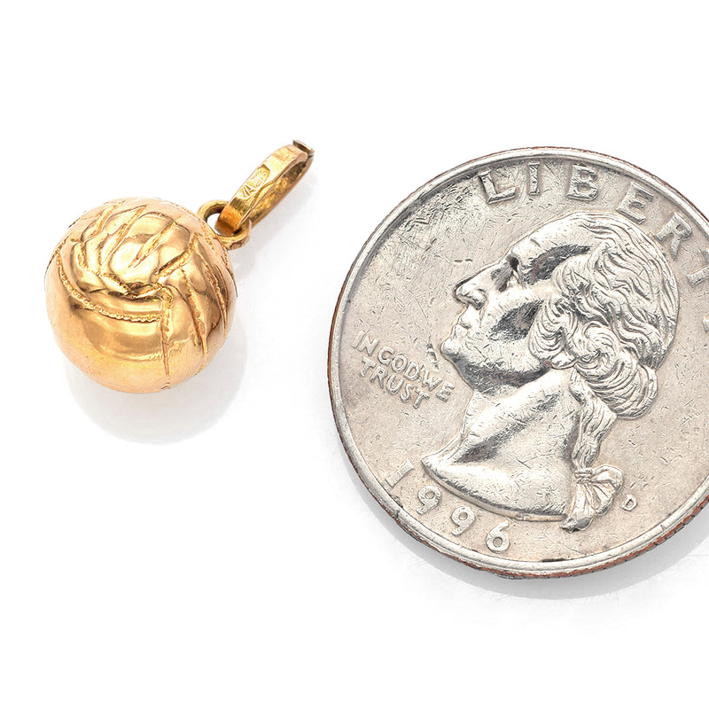 Vintage 14K Yellow Gold Volleyball Sports Charm Pendant