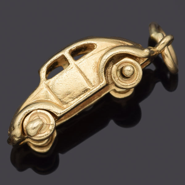 Vintage 14K Yellow Gold Volkswagen Beetle Car Charm Pendant 3.5 Grams