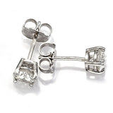 Vintage 14K White Gold 0.84 TCW Diamond Round Solitaire Stud Earrings
